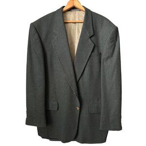 Oscar De la Renta Gray Wool Blazer Double Button Fully Lined Vintage Size 44R